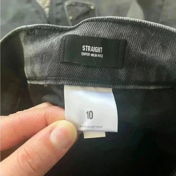 Express Straight Leg Super High Rise Black Jeans Women’s Size 10 - Picture 10 of 11